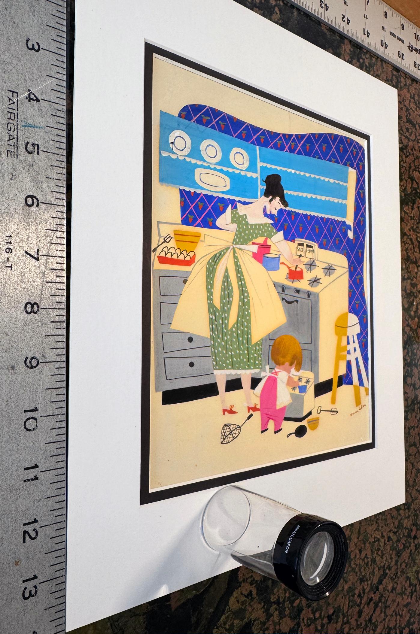 Baby's House Kitchen Interior - Woman Illustrator Mid-Century - Féministe Painting par Mary Blair