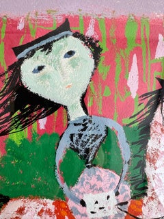 Girl on Horse Painting, Gouache on Illustration Board, 1950s, Framed