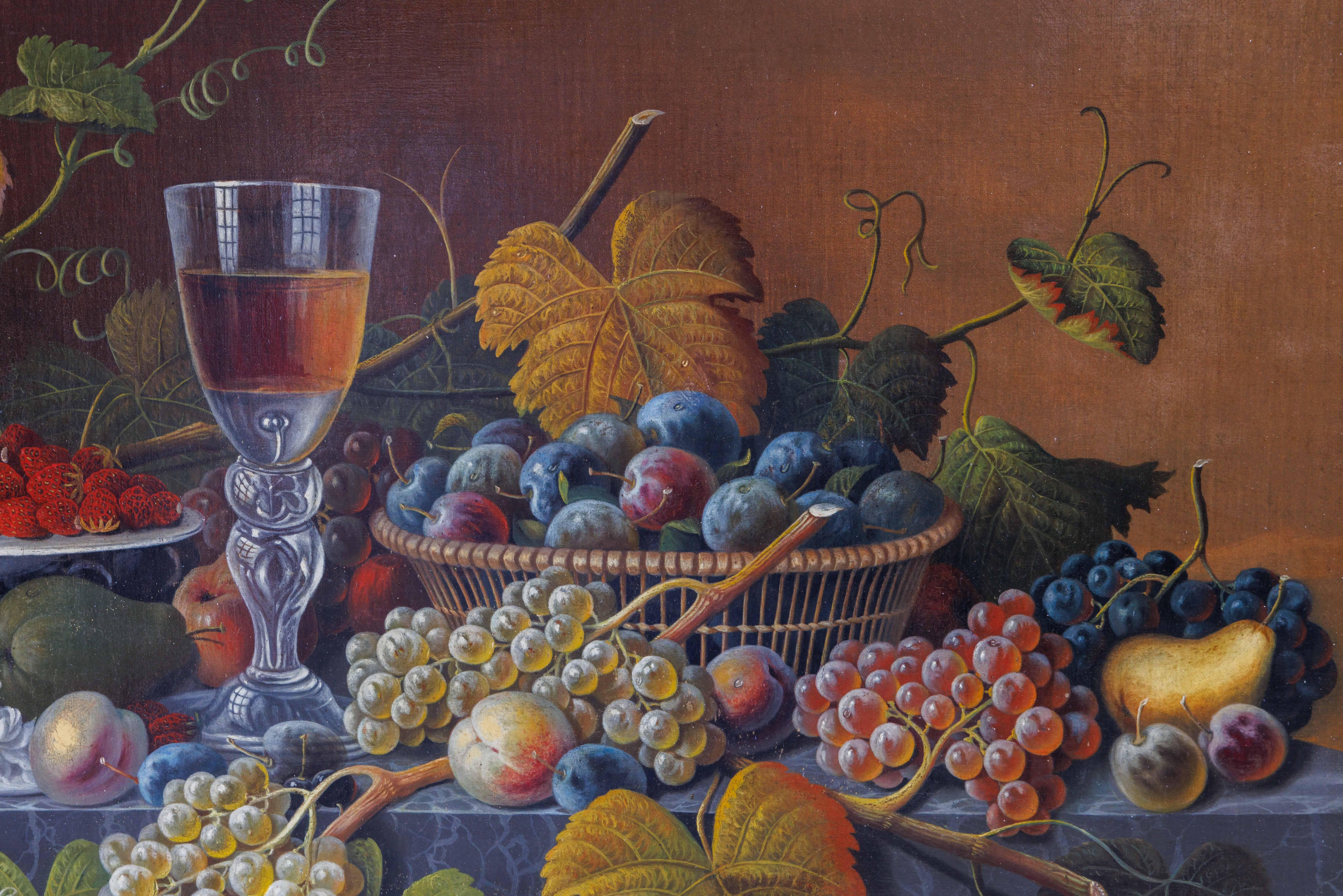 An Exceptional Two-Tiered Fruit Still Life Oil Painting, by Mary Mellen, C. 1850 For Sale 2