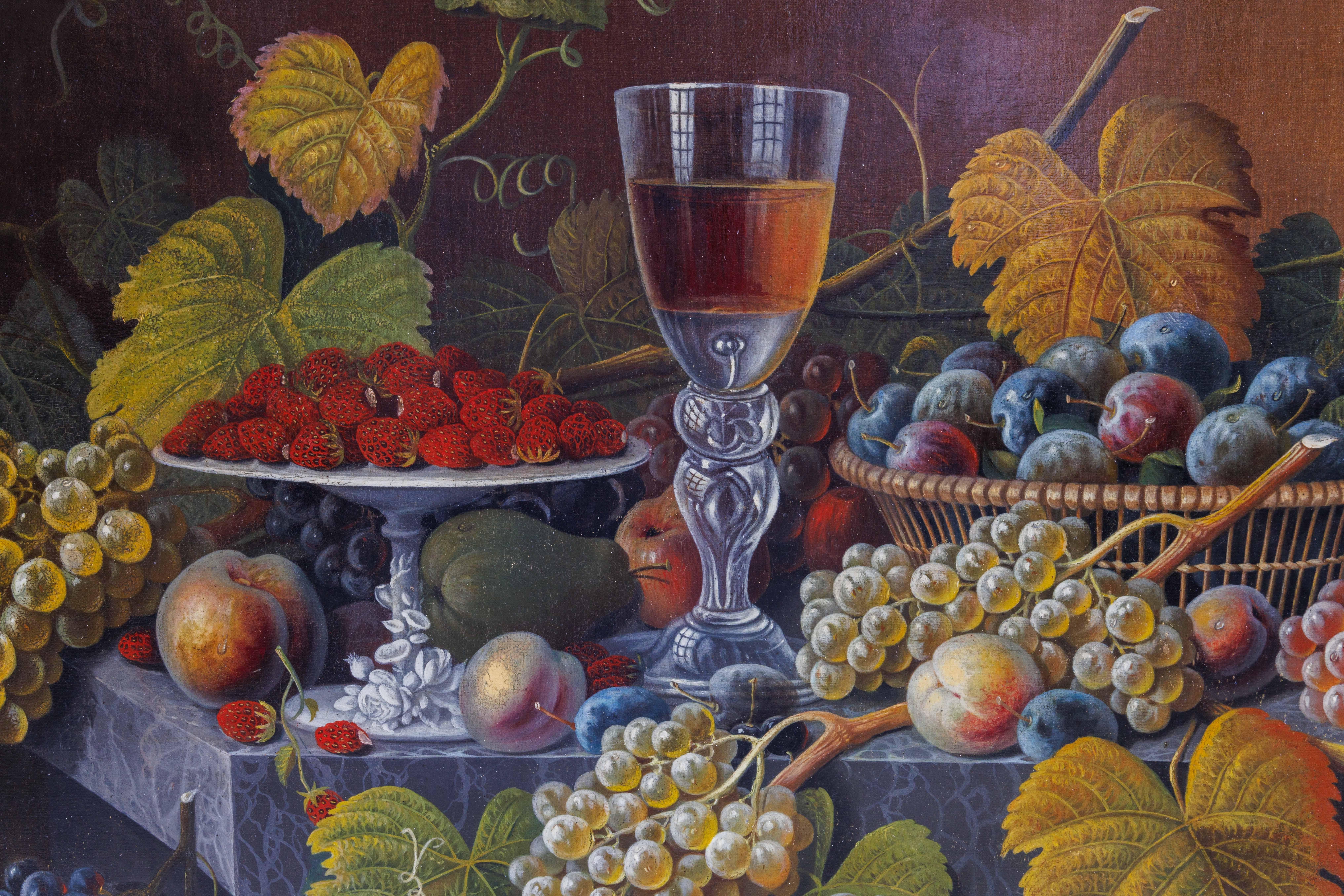 An Exceptional Two-Tiered Fruit Still Life Oil Painting, by Mary Mellen, C. 1850 For Sale 3