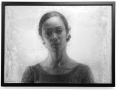Used Portrait of Feleg Abraha - Large Scale Original Charcoal on Mylar, Framed