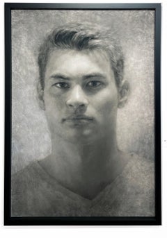 Retro Portrait of Matt Latham - Large Scale Portrait, Original Charcoal on Mylar
