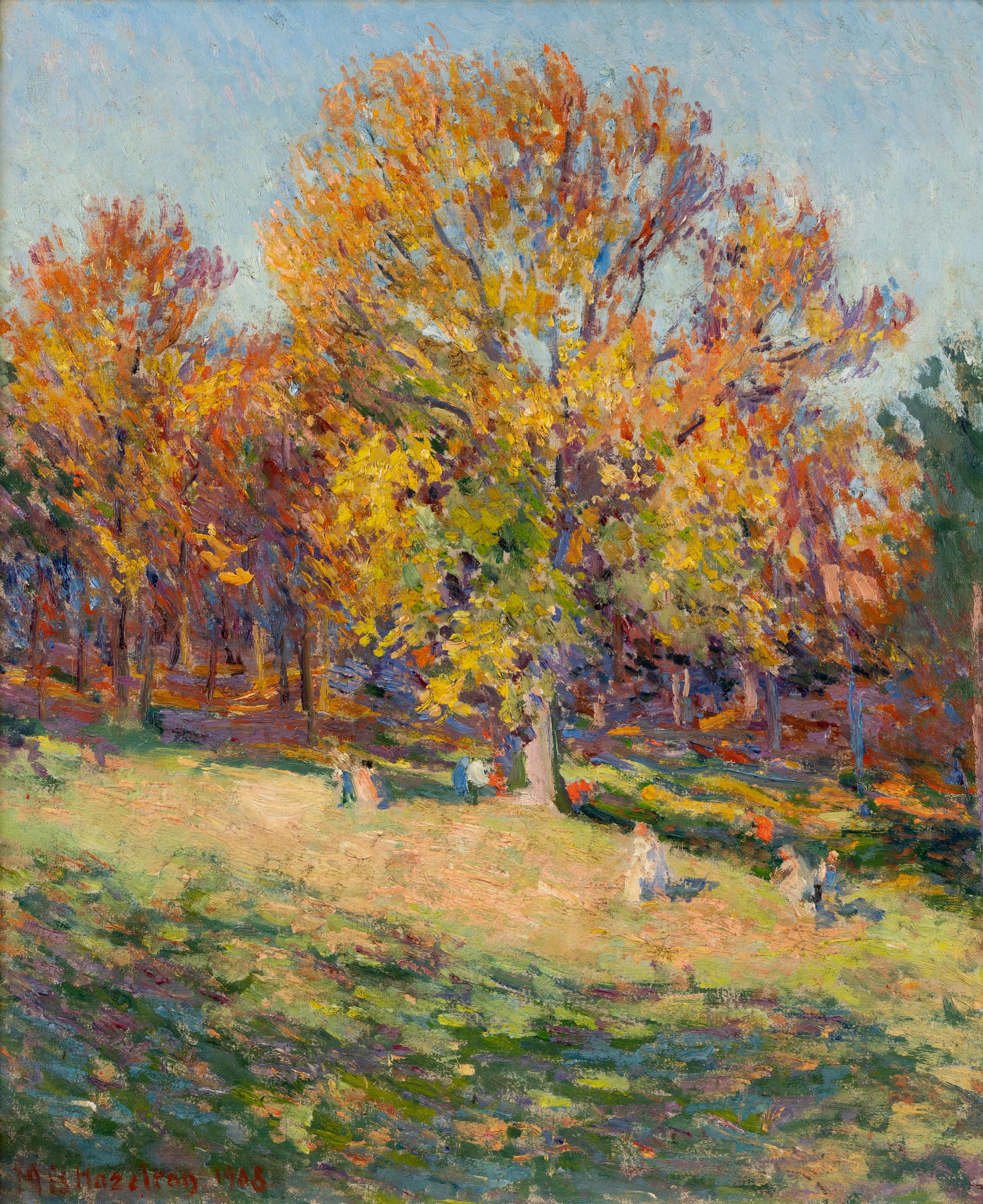Hillside im Herbst – Painting von Mary Brewster Hazelton
