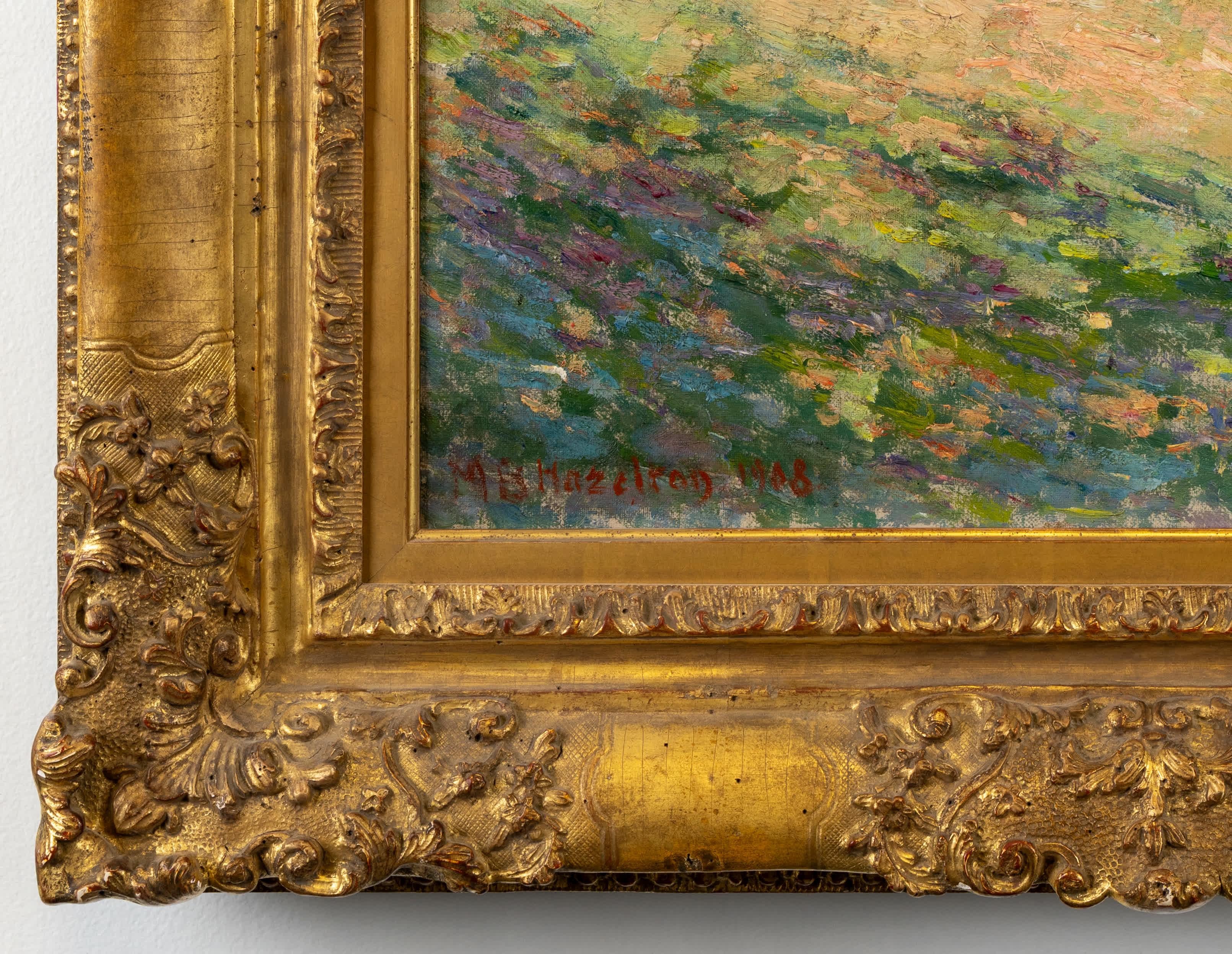 Hillside im Herbst (Braun), Landscape Painting, von Mary Brewster Hazelton