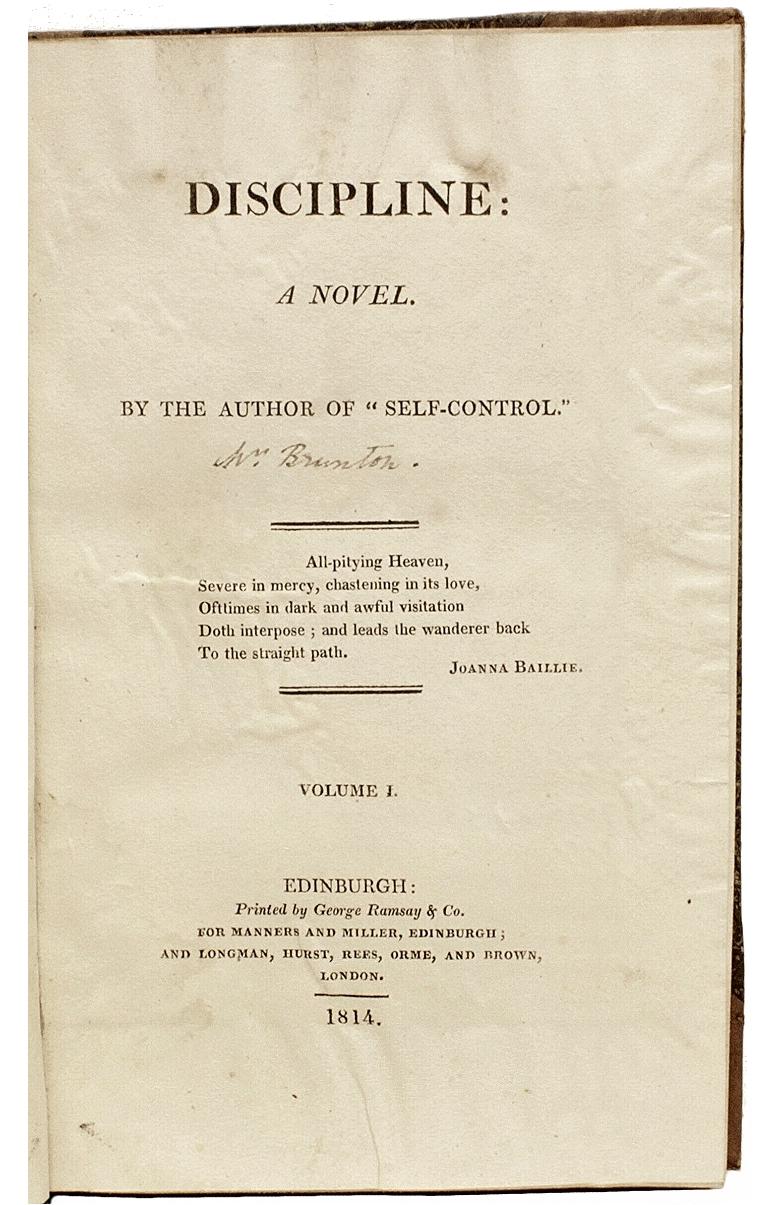 Mary Brunton, Disciplina, prima edizione, 1814, 3 volumi In condizioni buone in vendita a Hillsborough, NJ
