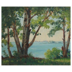 Peinture à l'huile de paysage du Vermont « Klein Air » de Mary Bryan, États-Unis, vers les années 1940