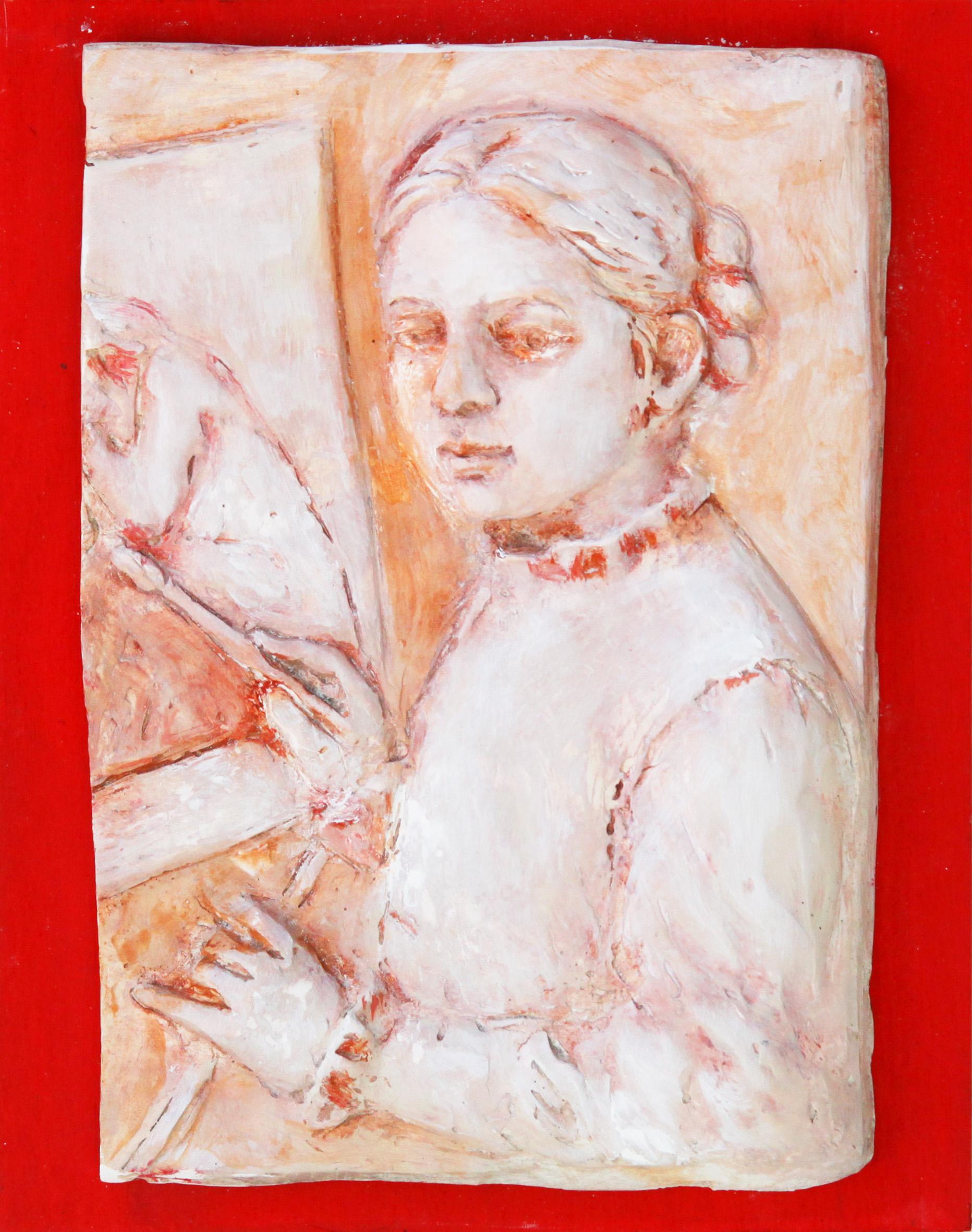 Mary Buckman Figurative Sculpture - Small Portrait Relief, "Sofonisba" 2022