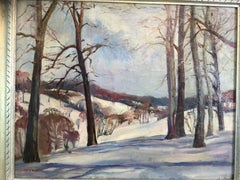 Mary Burgess Snowscape Pennsylvania Impressionist Oil Painting on Canvas