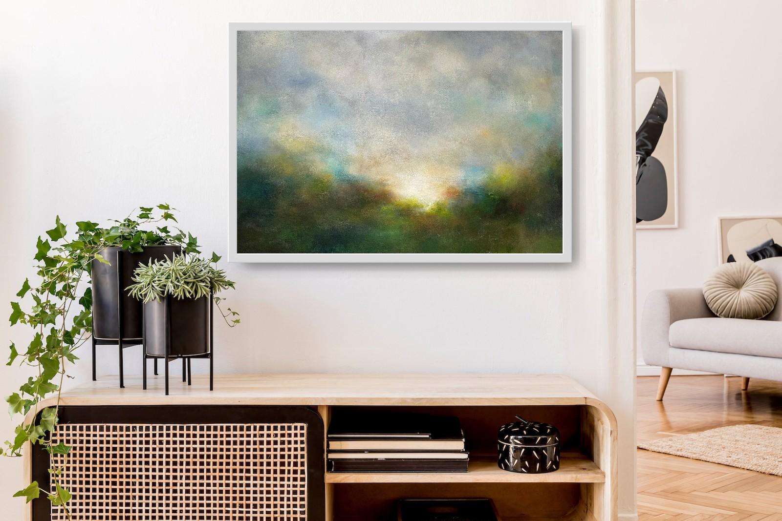 Casi por la mañana - Landscape Painting Gris de Mary Burtenshaw