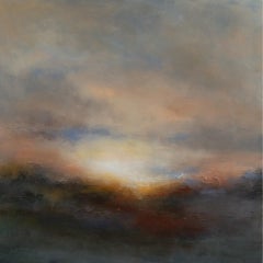 Cold Sunset, Mary Burtenshaw, Originalgemälde, Skyscape Art, preiswertes Kunstwerk