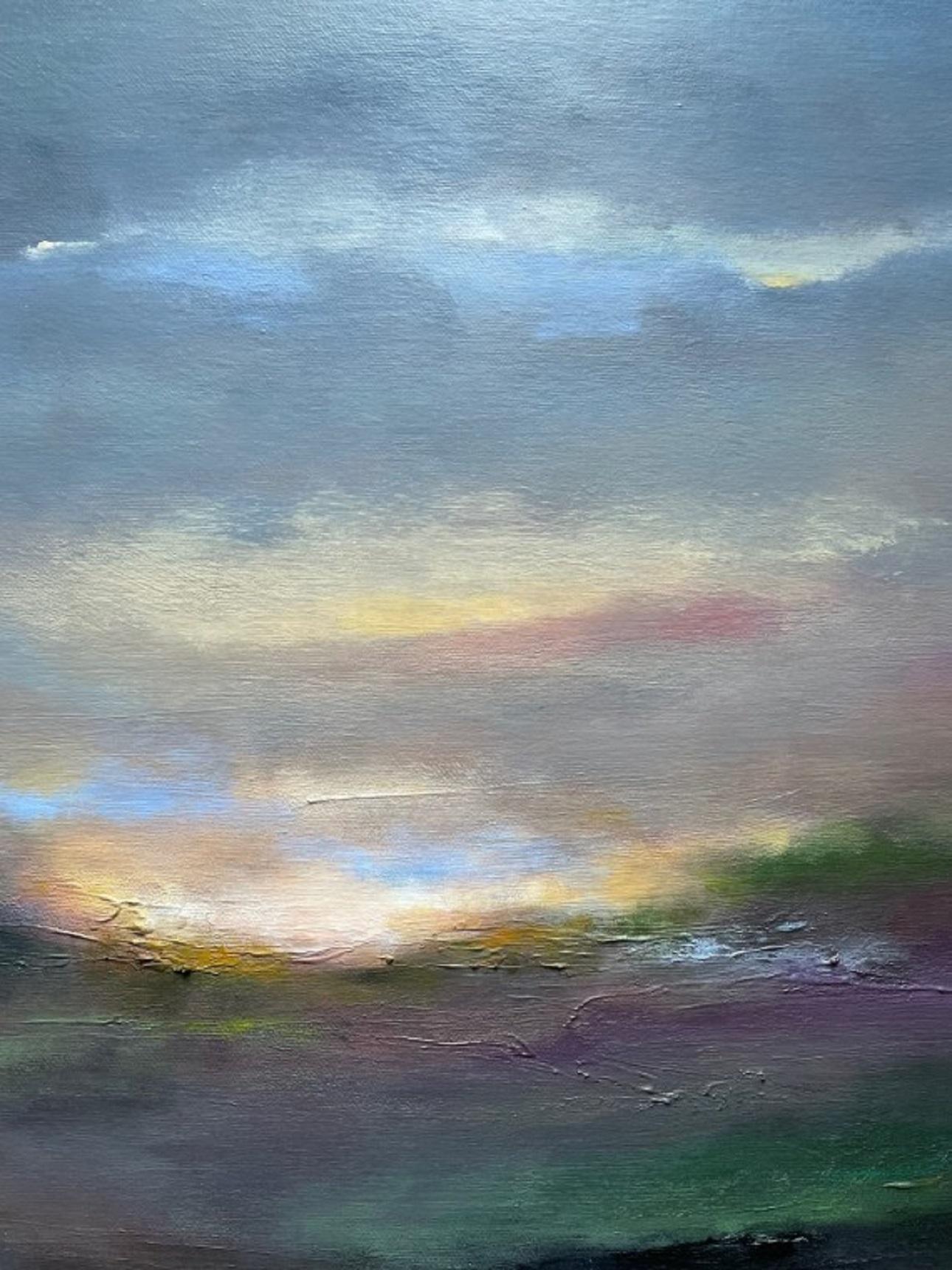 Atardecer humeante, Pintura original, pintura expresionista de paisaje - Painting de Mary Burtenshaw