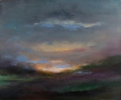 Smouldering Sunset, Original painting, expressionist landscape painting