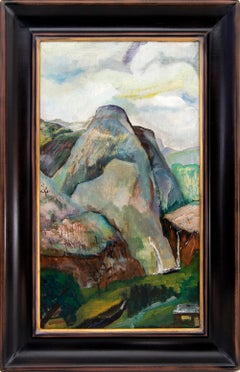 Framed Colorado Springs Mountain Landscape, Original Oil Painting on Board