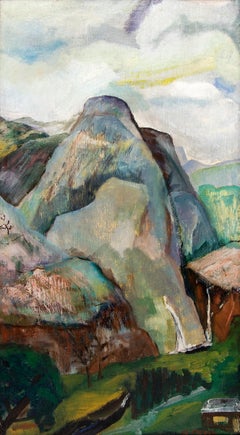 Paysage de montagne de Colorado Springs encadré, peinture à l'huile originale sur panneau