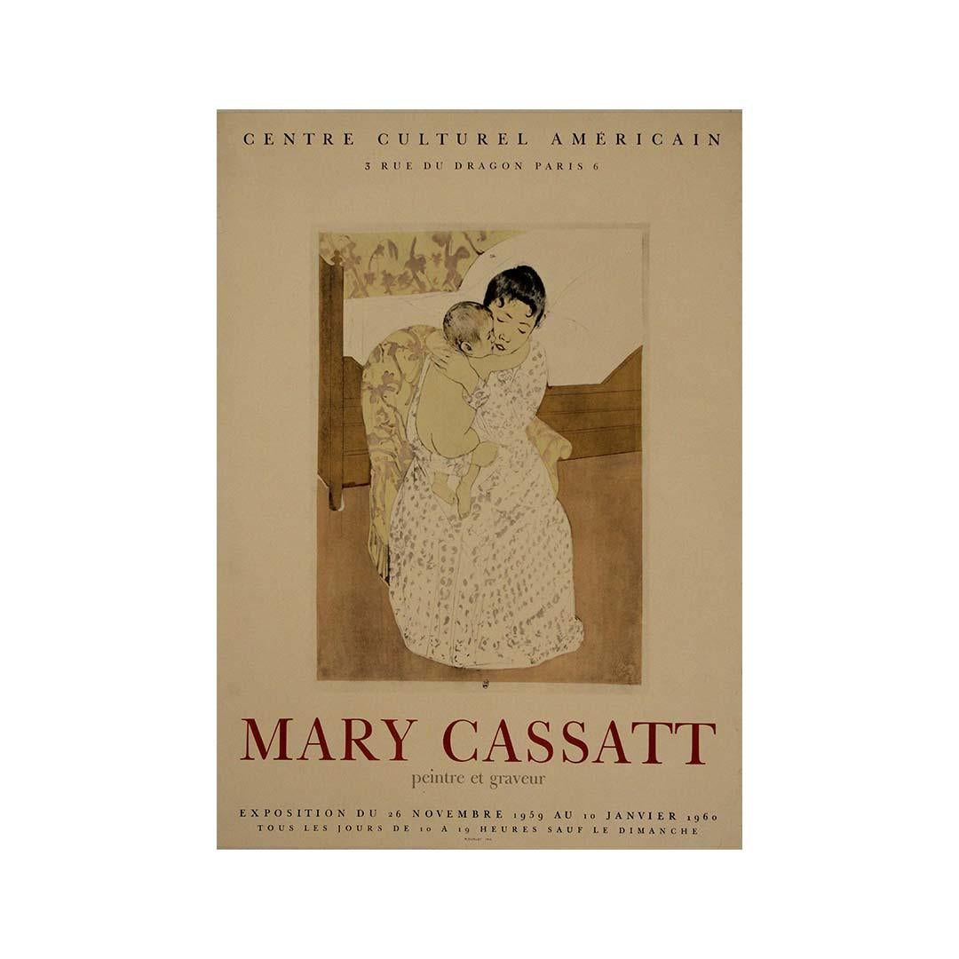 1960 cartel original Mary Cassatt Peintres et graveurs Centre culturel américain en venta 3