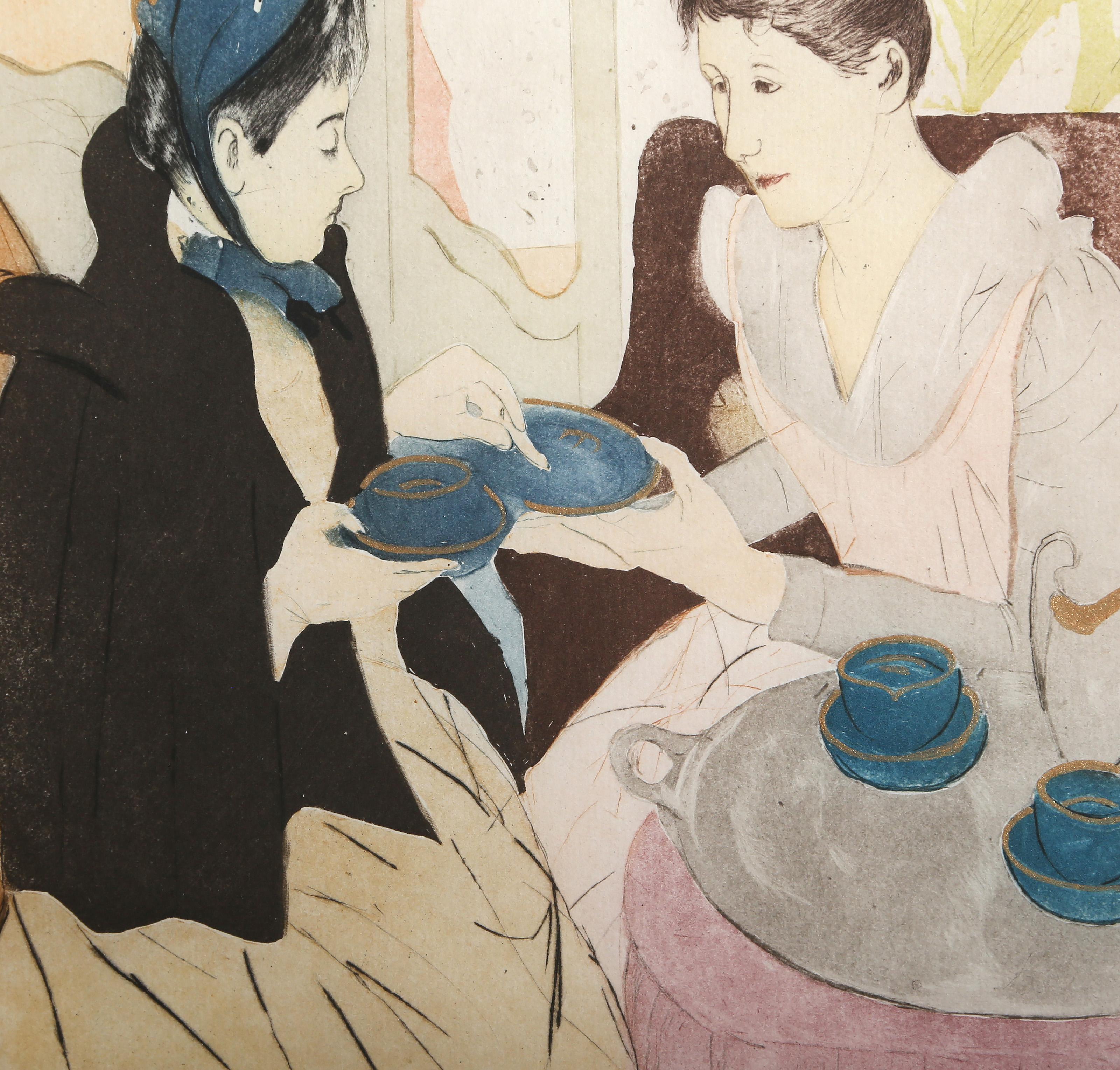 Afternoon Tea Party, Impressionist Etching after Mary Cassatt For Sale 3