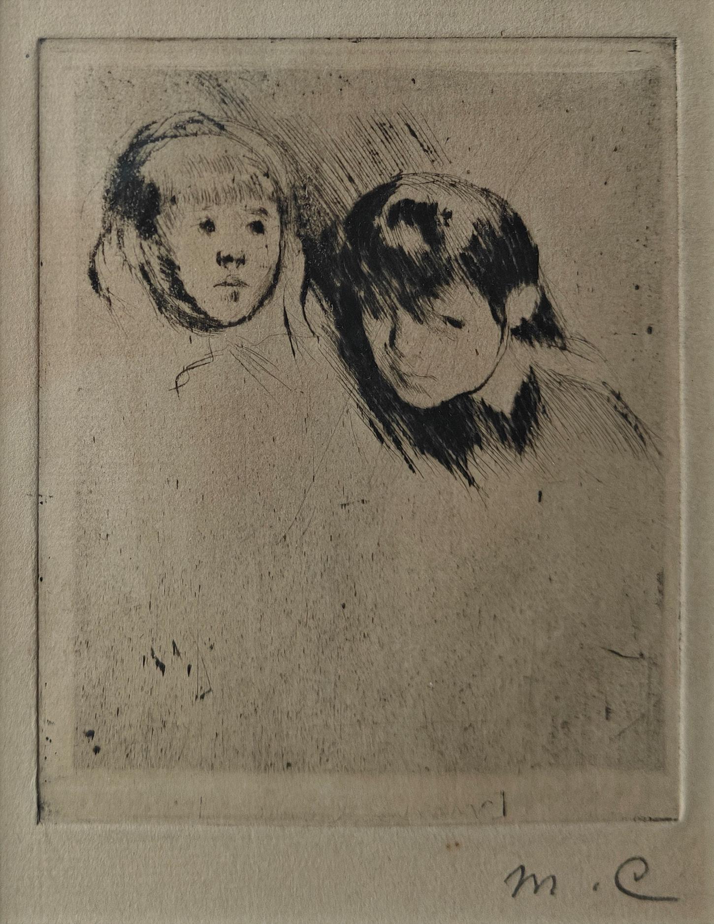 "Heads of Elsie and Robert Cassatt" Mary Cassatt, Female, American Impressionist