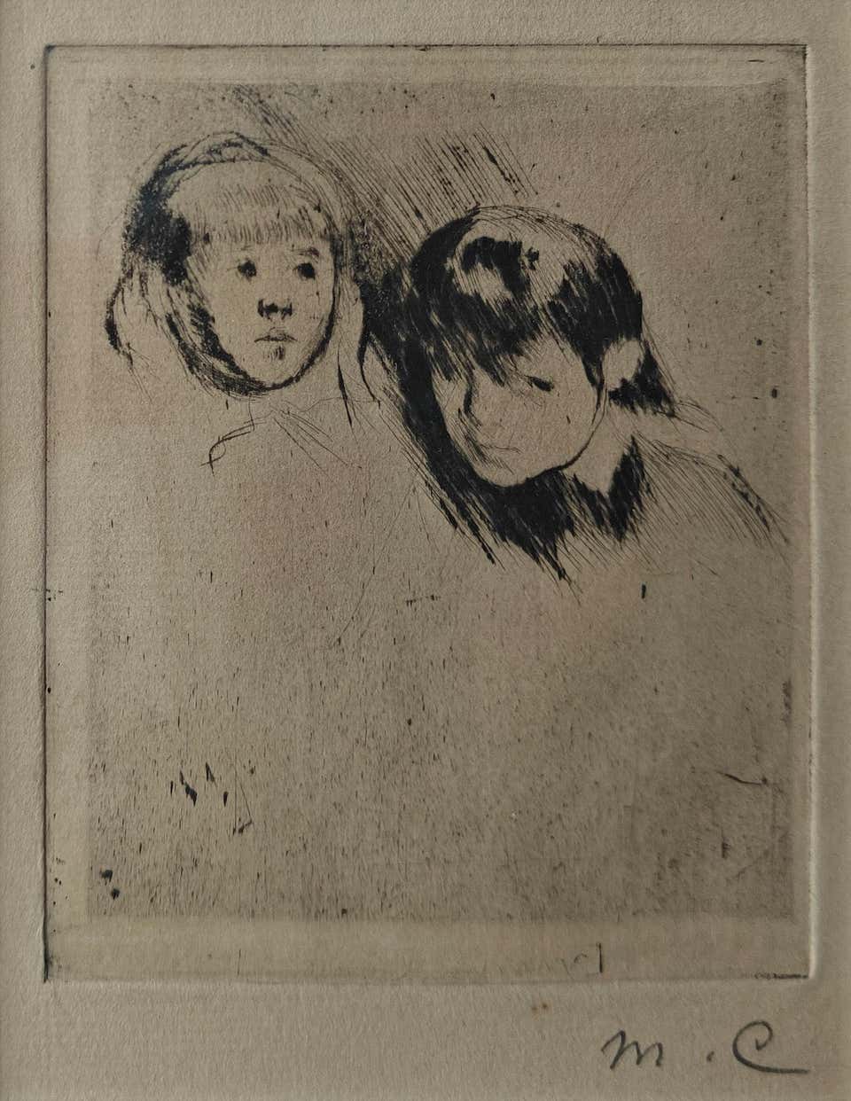 "Heads of Elsie and Robert Cassatt" Mary Cassatt, Female, American Impressionist