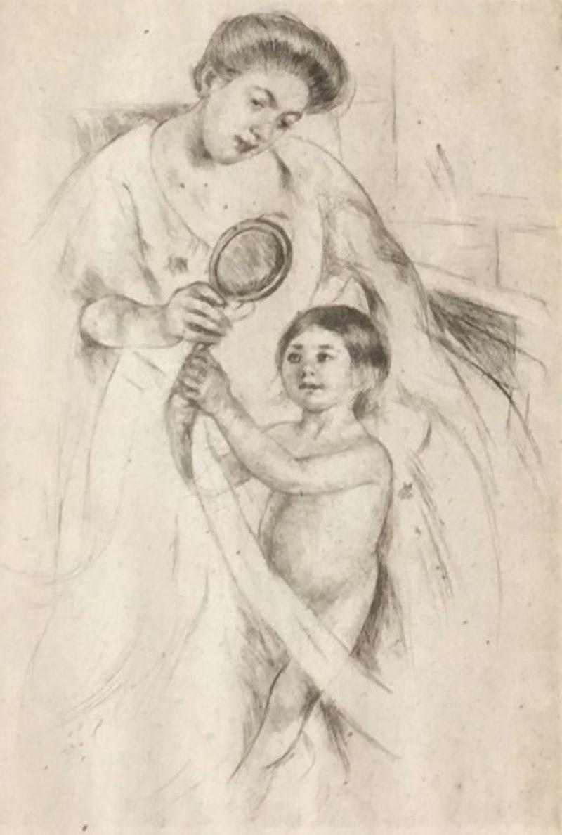 Looking into the Hand Mirror, No.3. - Print by Mary Cassatt