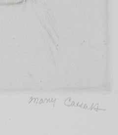 "Margot Wearing a Bonnet (No. 5), " drypoint on laid paper by Mary Cassatt