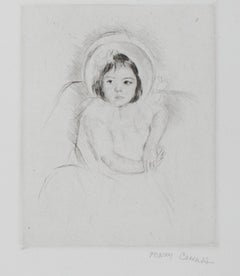 "Margot Wearing a Bonnet (No. 5), " drypoint on laid paper by Mary Cassatt