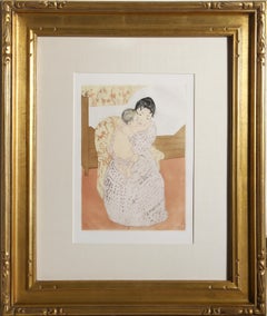 Maternal Caress, Impressionist Etching after Mary Cassatt