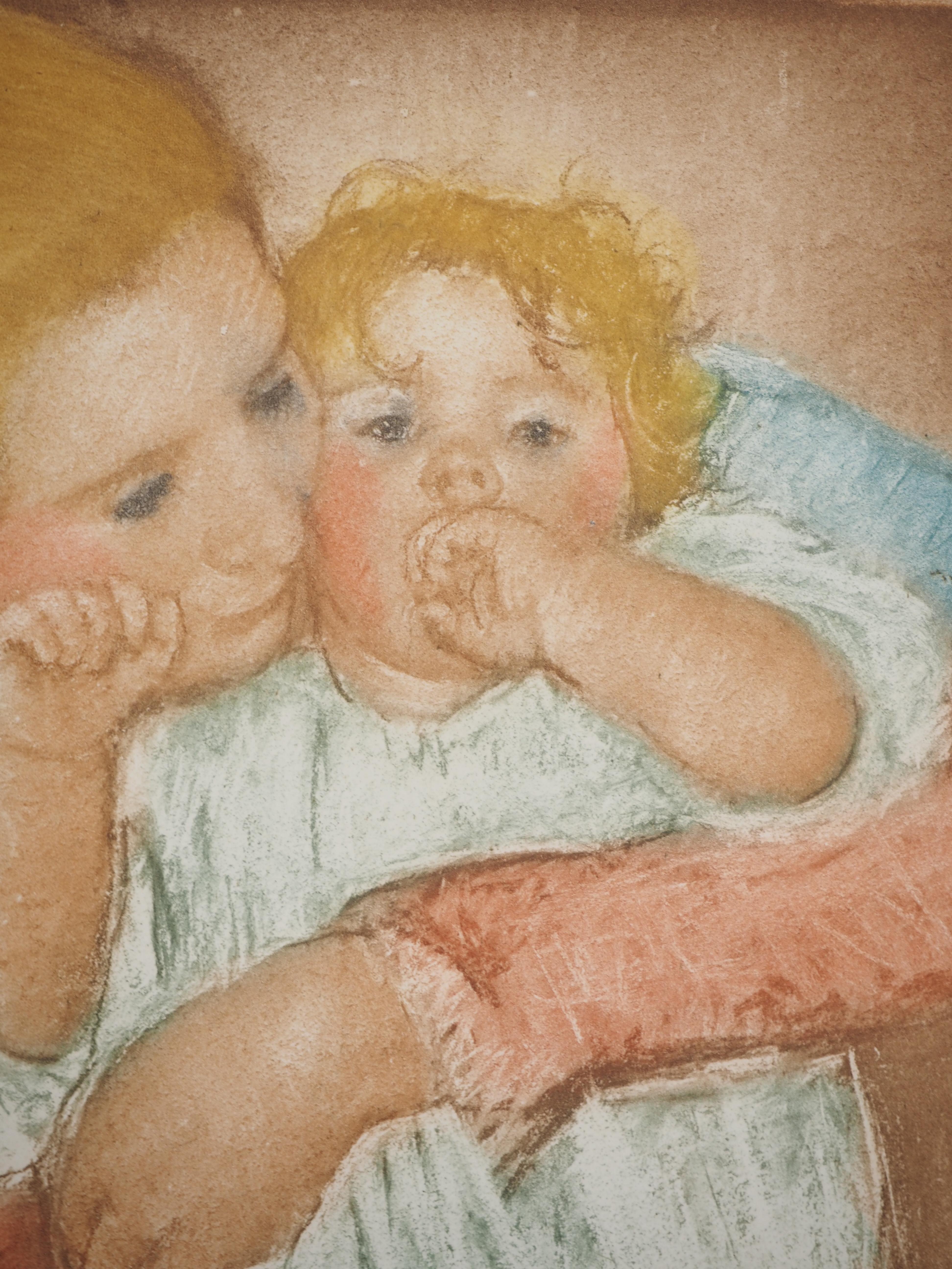 Maternity : Mother and Child - Etching - Brown Figurative Print by Mary Cassatt