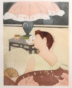 The Lamp, Impressionist Etching after Mary Cassatt