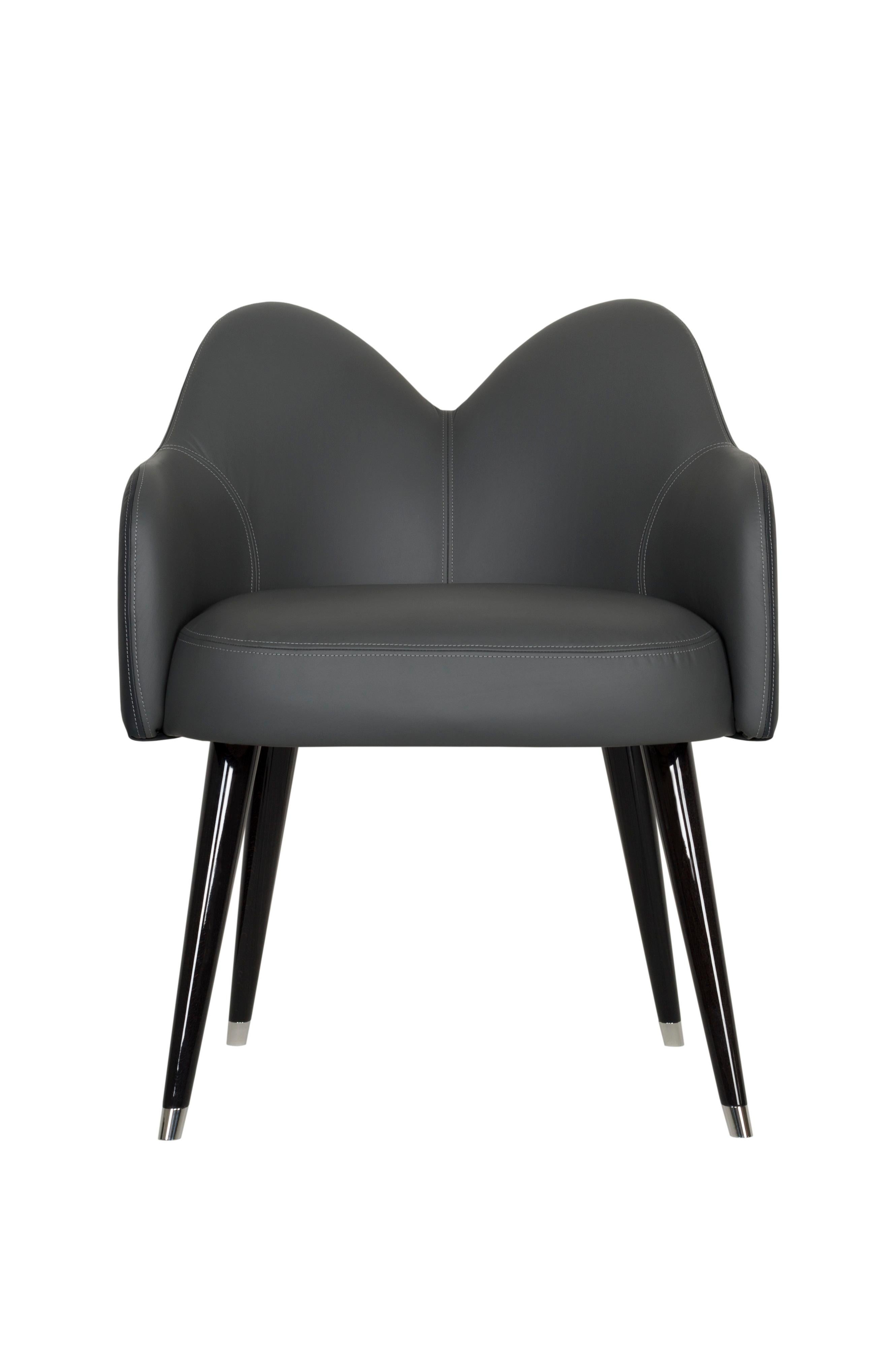 Moderne Chaise de salle à manger The Moderns MODERN, cuir italien noir, fait à la main au Portugal par Greenapple en vente