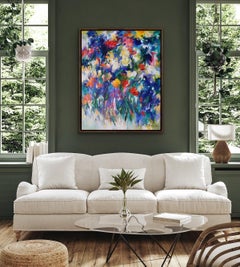 April Breeze, peinture de style semi-abstrait, art floral, œuvre d'art audacieuse