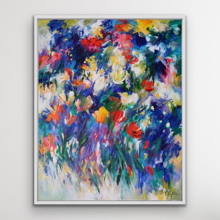 Mary Chaplin - April Breeze, Semi Abstract Style Painting, Floral Art ...