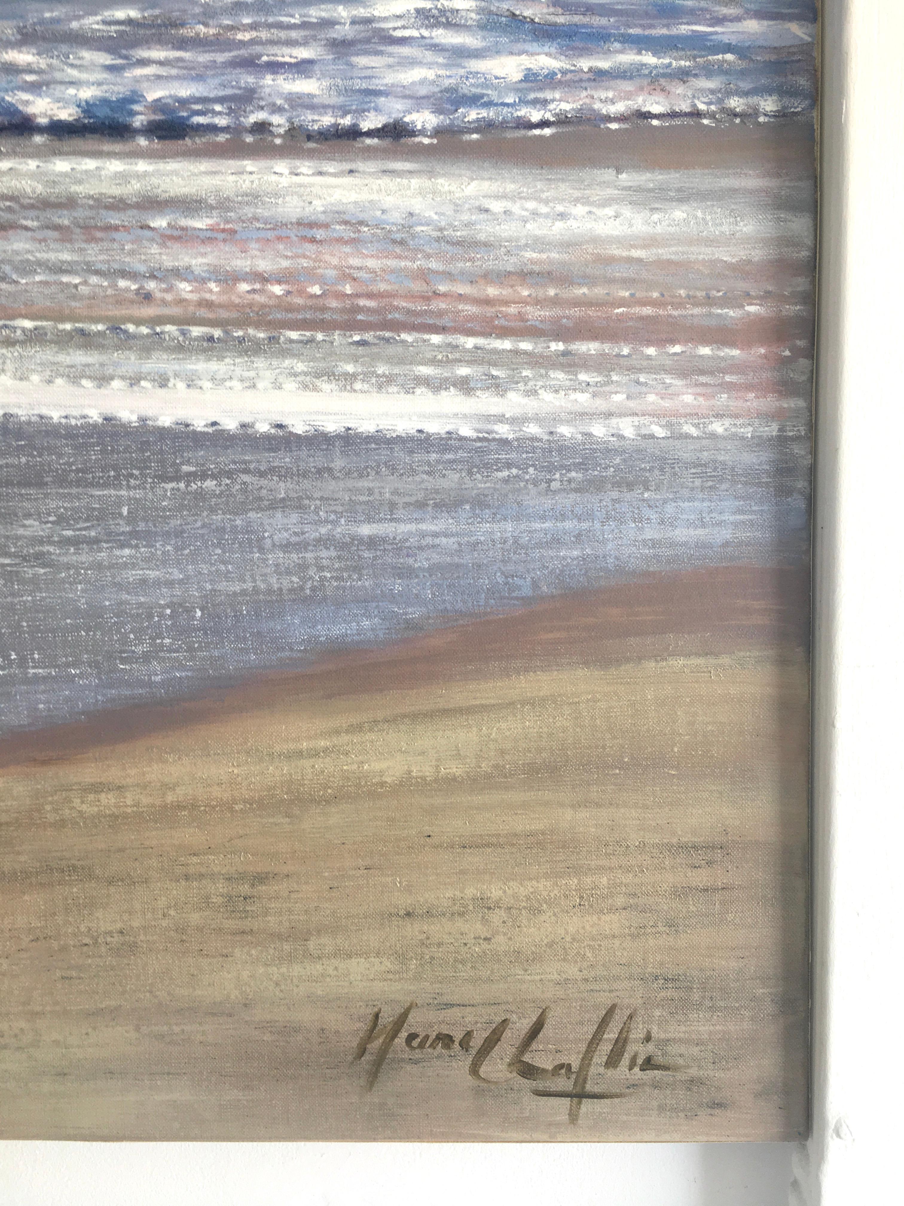Blues-original réalisme moderne peinture de paysage marin-océan-œuvre d'art-art contemporain - Impressionnisme abstrait Painting par Mary Chaplin