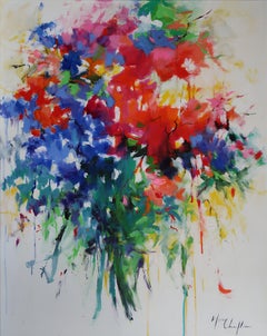 Bohemian Bouquet-originale abstrakte Stillleben Blumenmalerei-zeitgenössische Kunst