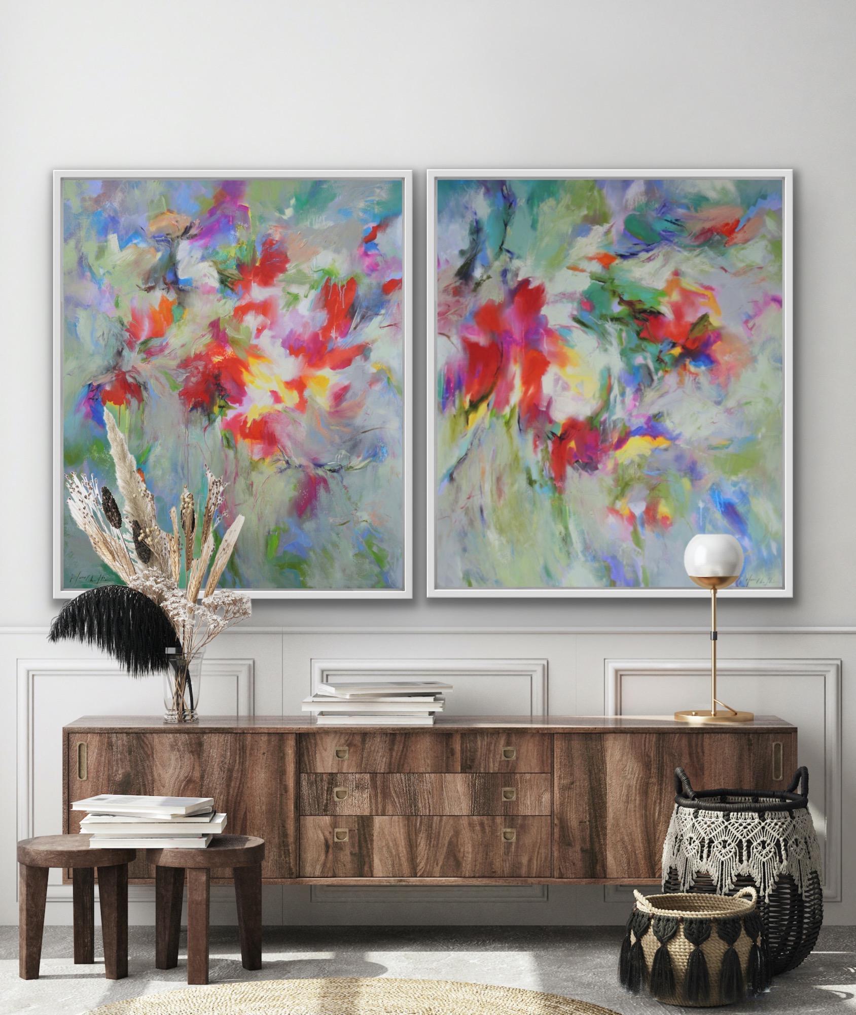 Dreamed Garden, Colourful Abstract Flower Painting, French Art, Abstract Art For Sale 4