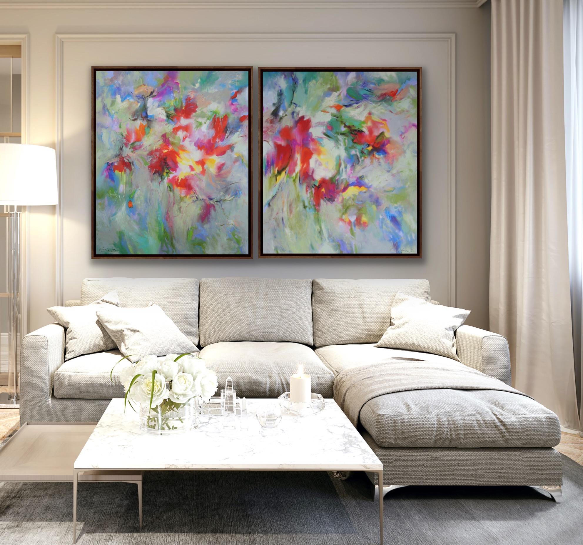 Dreamed Garden, Colourful Abstract Flower Painting, French Art, Abstract Art For Sale 5