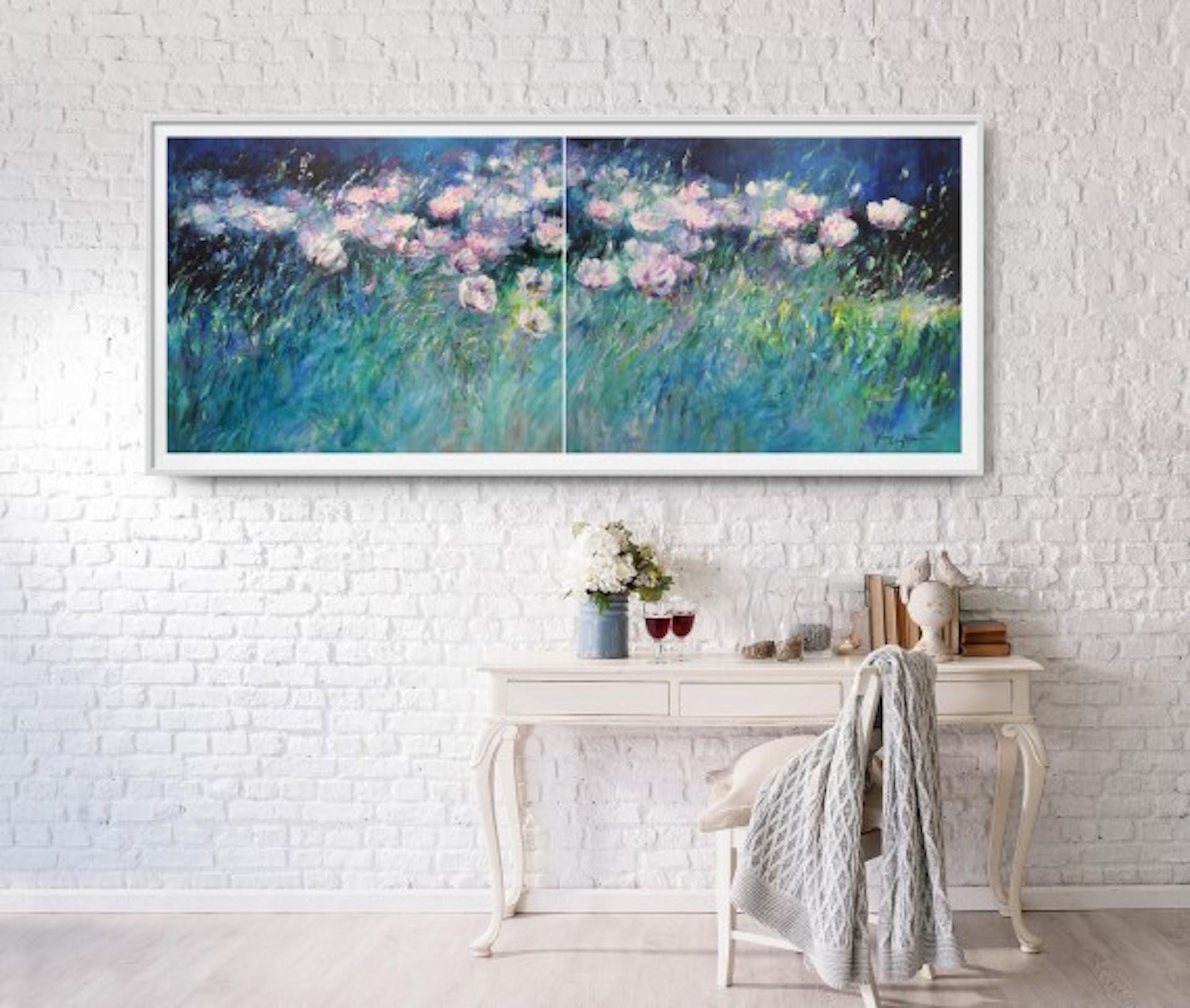 Evening Breeze, Mary Chaplin, Original Floral Landscape Painting, Affordable Art For Sale 3