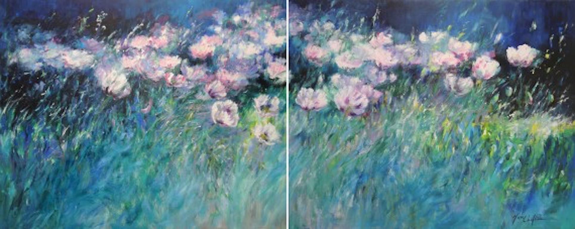 Breeze de soirée, Mary Chaplin, peinture florale originale de paysage, art abordable
