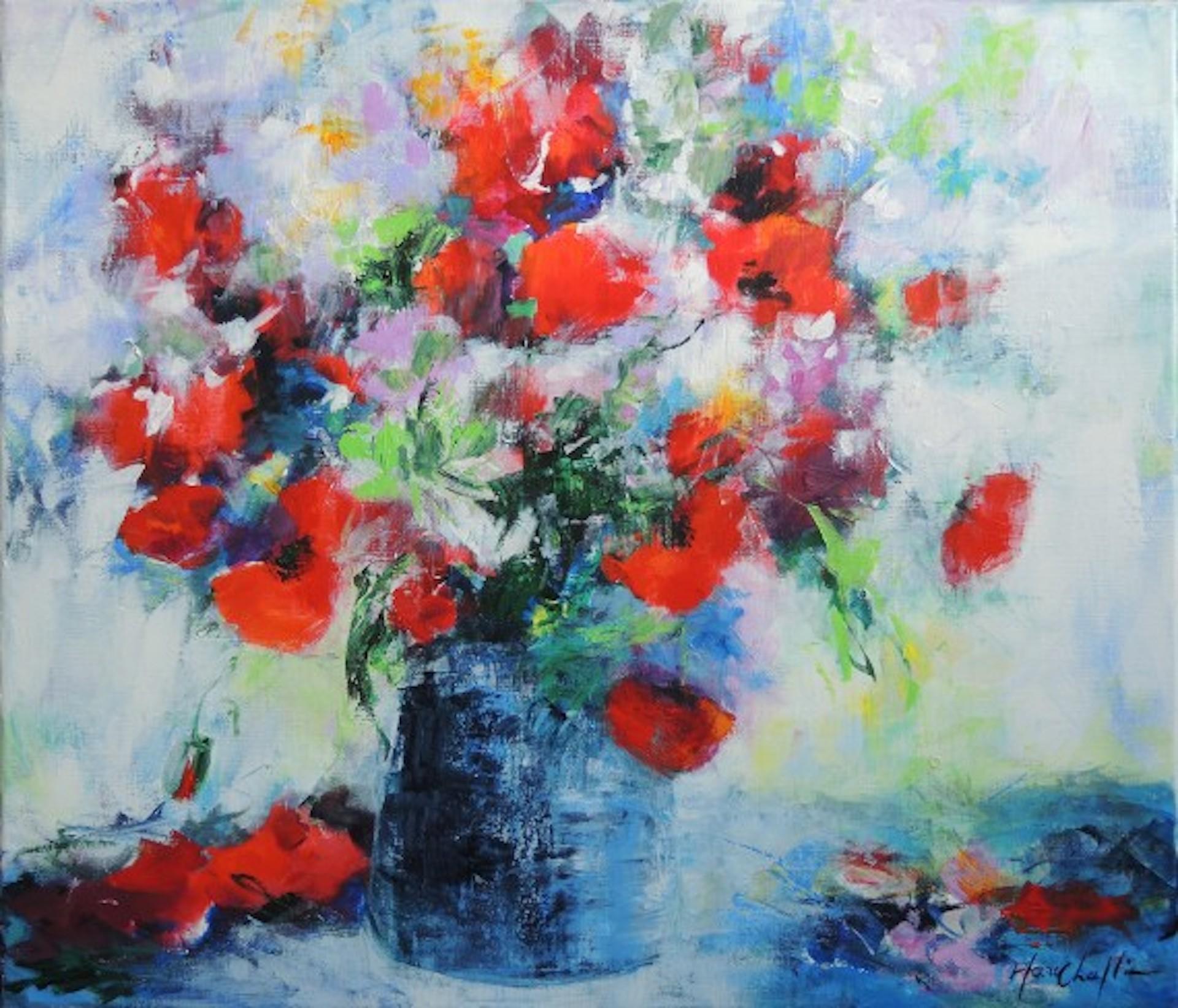 « From The Normandy Meadow », Mary Chaplin, peinture florale originale