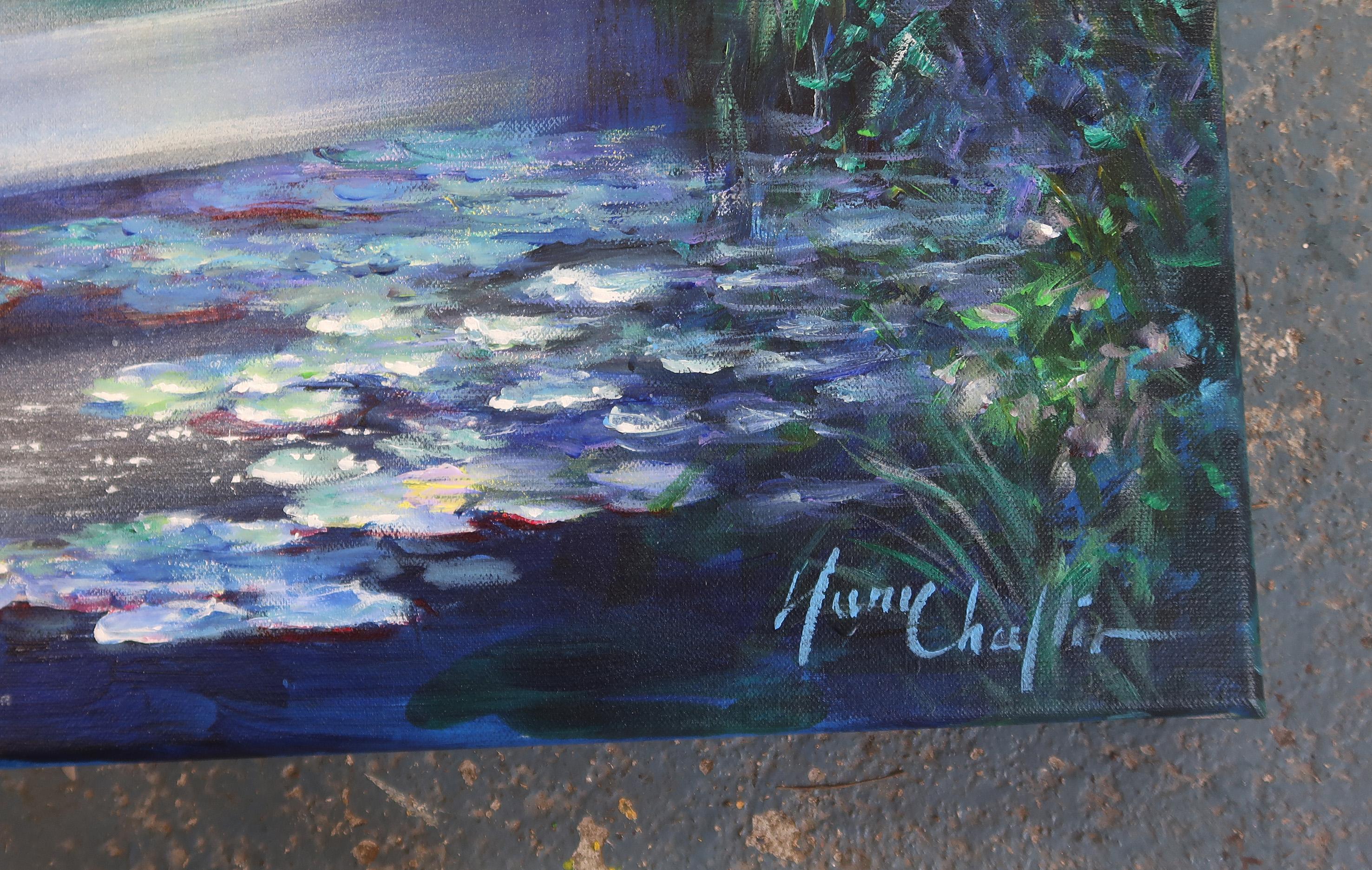 Harmony in blue at Giverny (Water Gardens at Claude Monet’s house), Original art For Sale 1