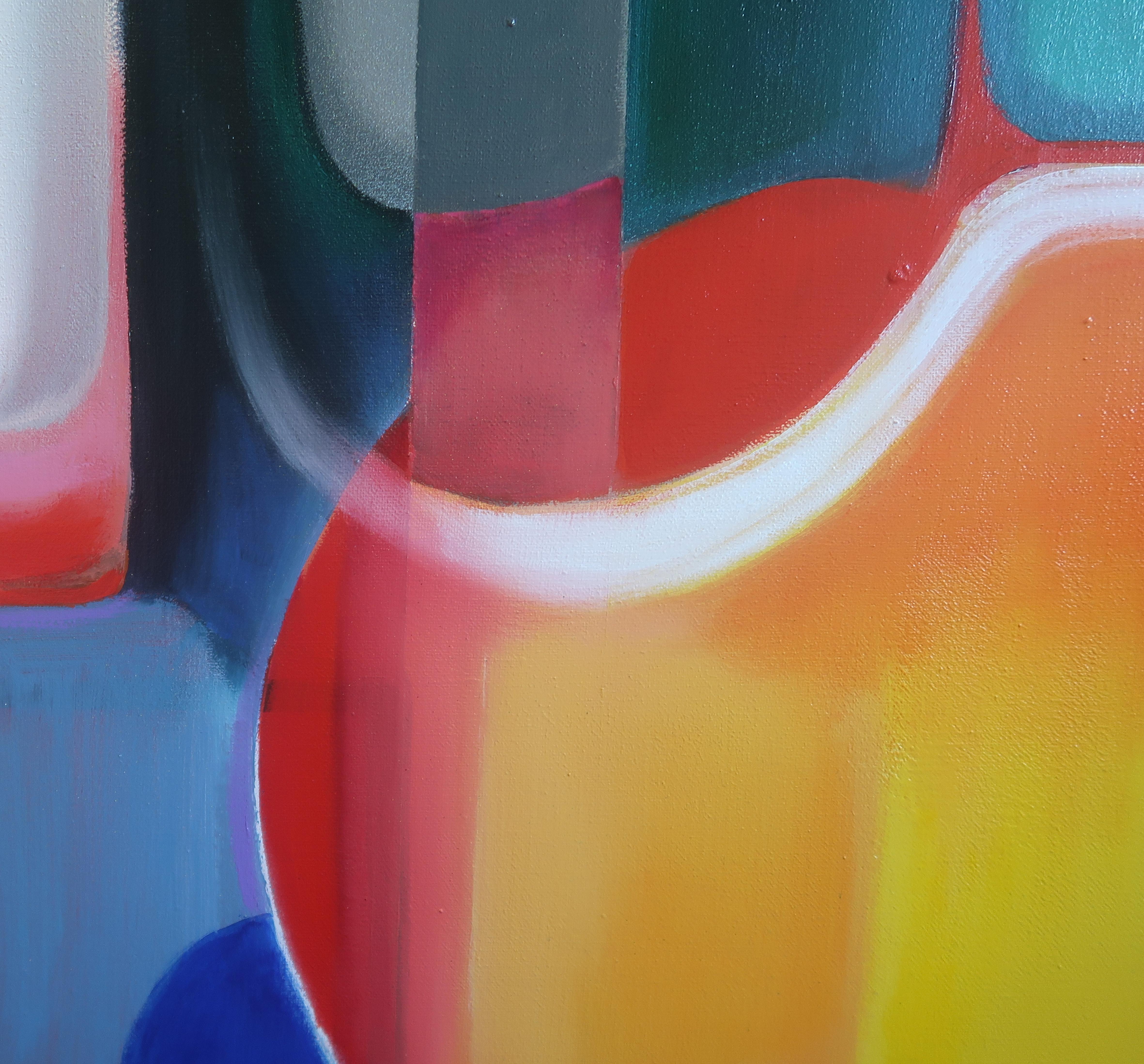 C'est tout autour - peinture abstraite géométrique originale - art contemporain - Abstrait Painting par Mary Chaplin