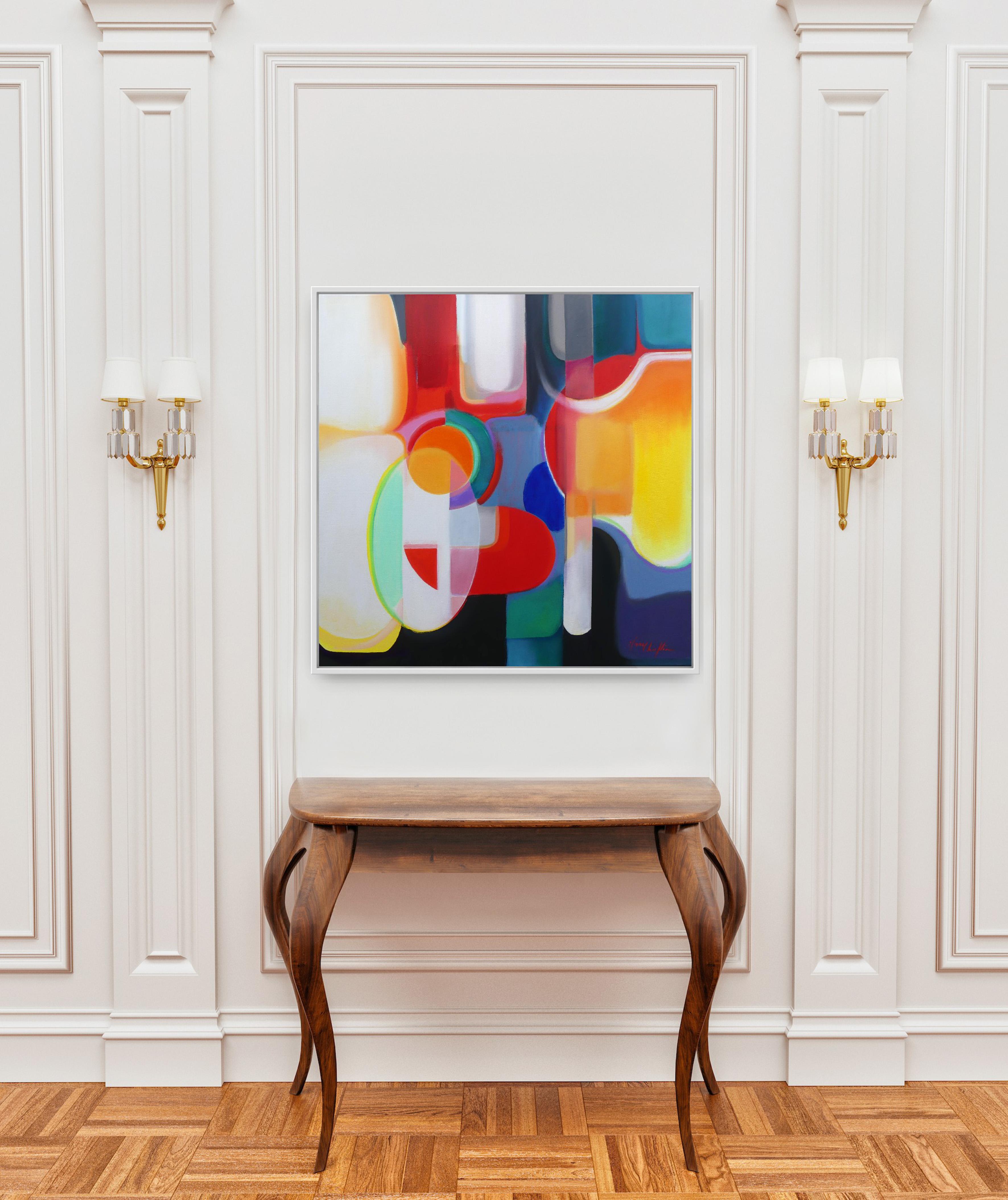 C'est tout autour - peinture abstraite géométrique originale - art contemporain en vente 1