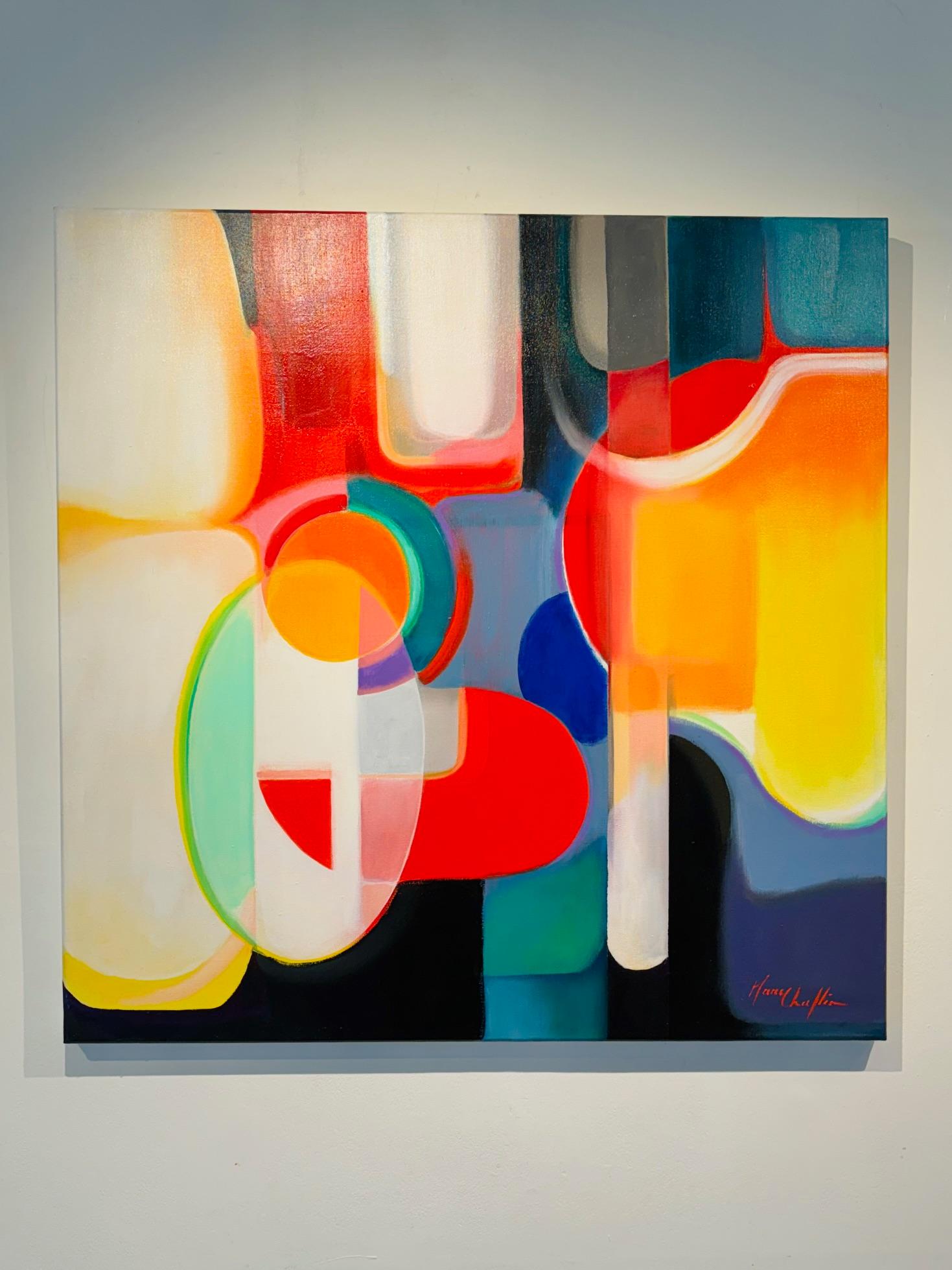 C'est tout autour - peinture abstraite géométrique originale - art contemporain en vente 3
