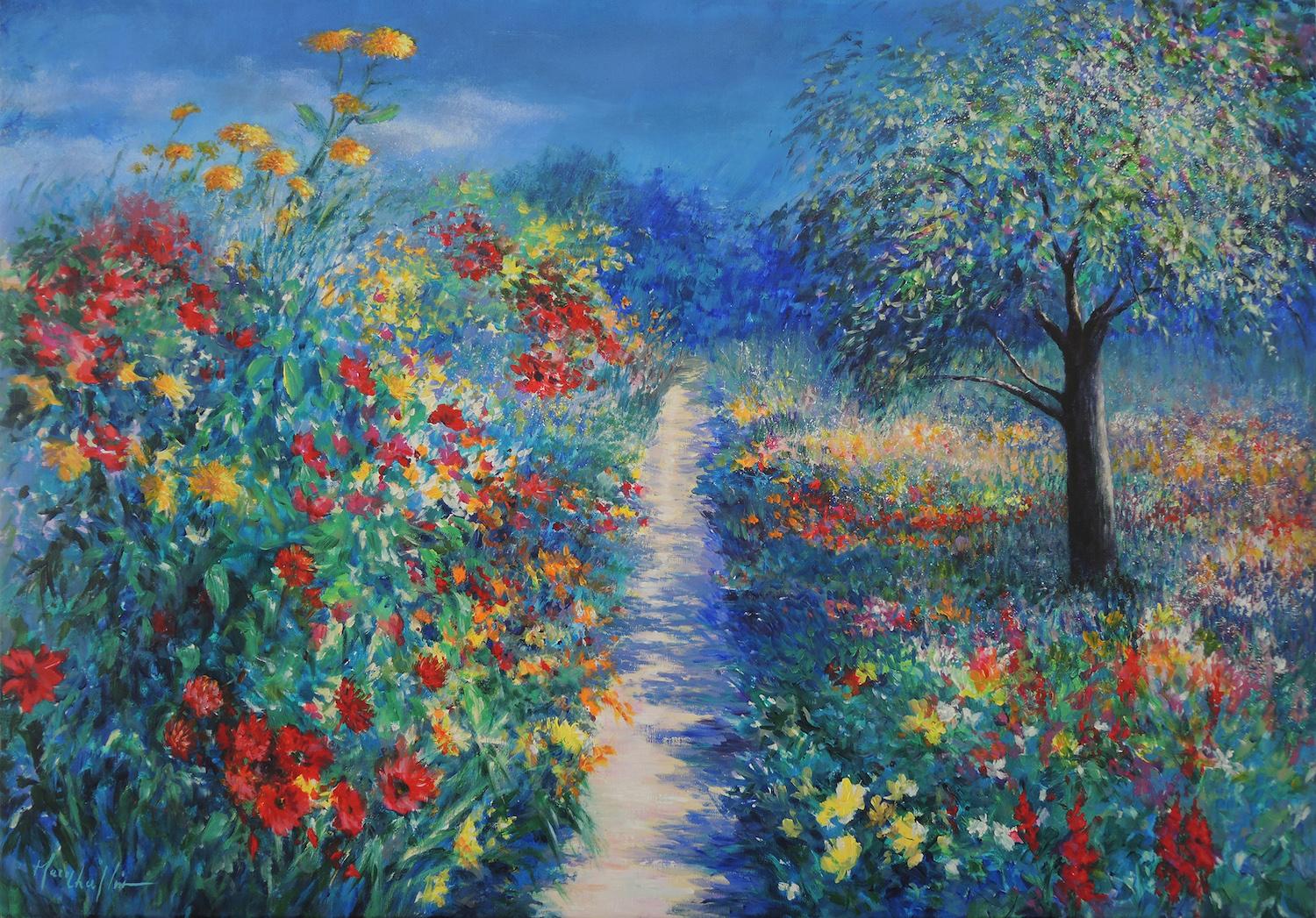 Magical Light in Monet's Garden, Mary Chaplin, Claude Monet Inspired Artwork