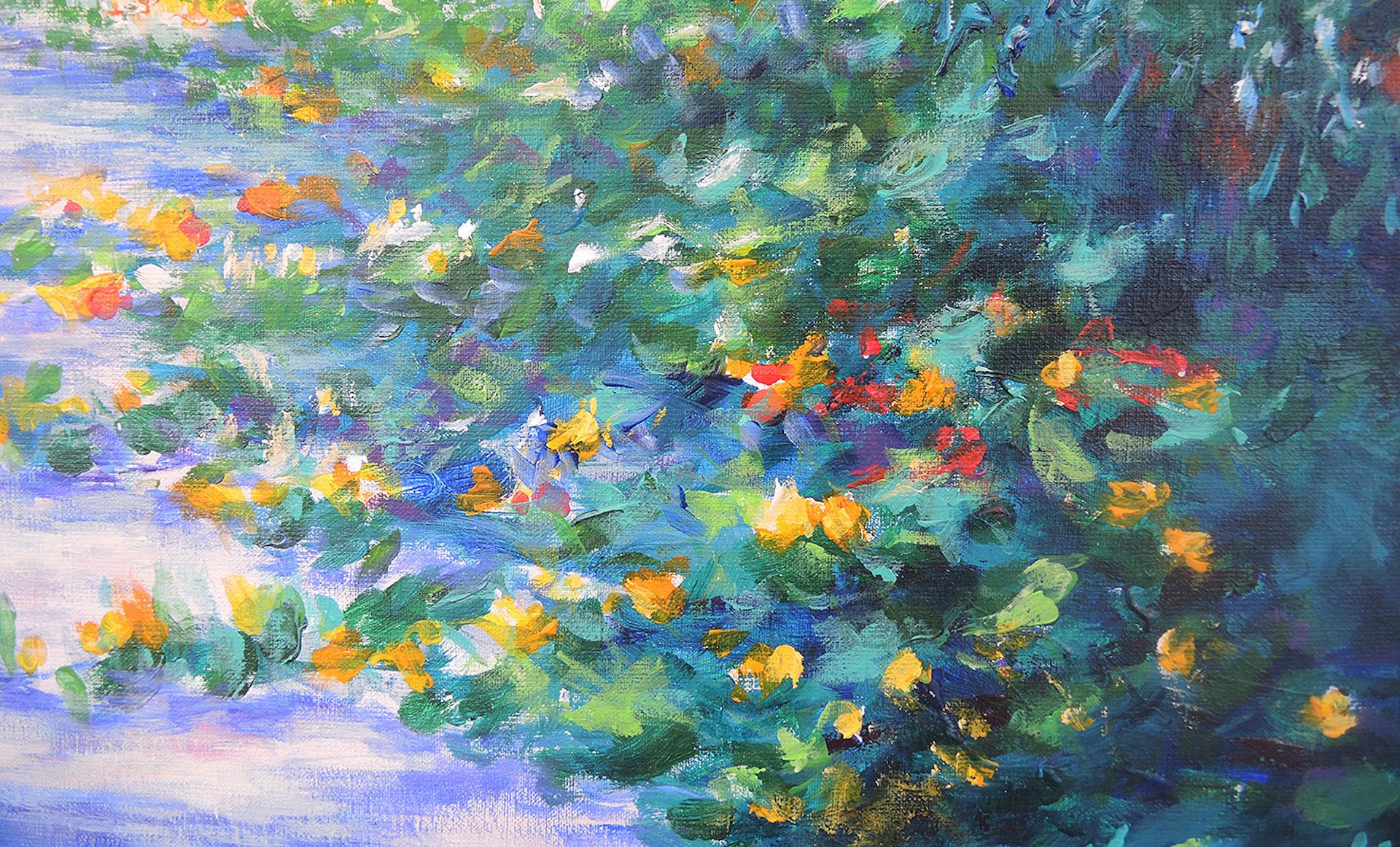 Mary Chaplin
Along the nasturtium path in Monet’s gardens in Giverny
Original Impressionist Still Life Painting
Acrylic Paint on Canvas
Canvas Size: H 81cm x W 100cm x D 2cm
Sold Unframed
Ready to Hang
(Please note that in situ images are purely an