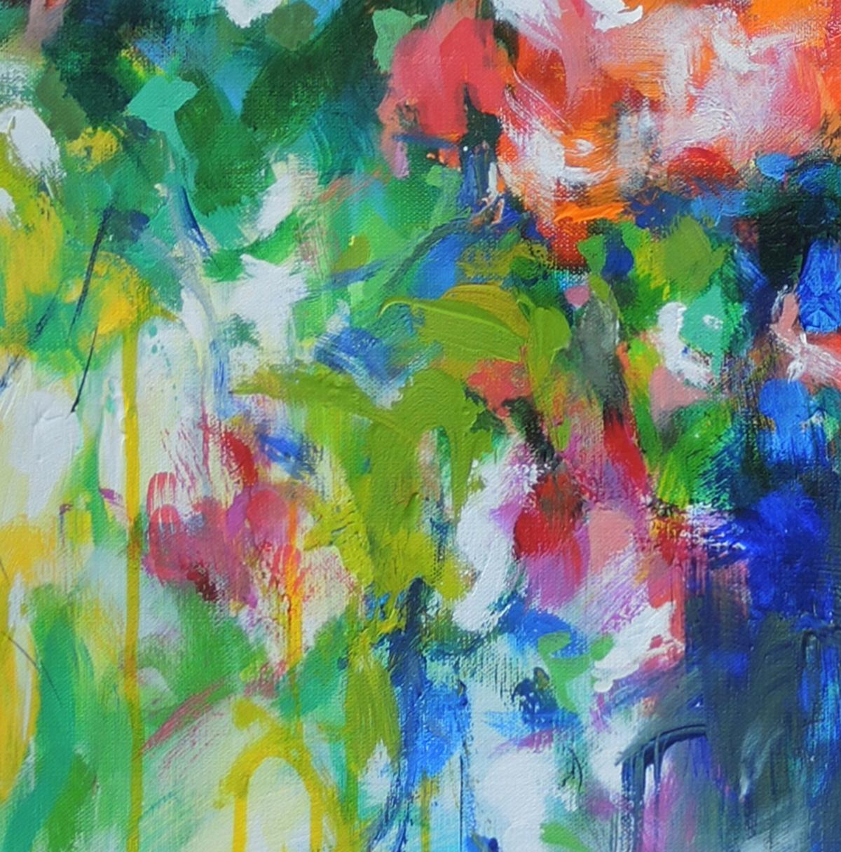 Mary Chaplin, Ramo en jarrón azul, Arte floral brillante, Pintura impresionista en venta 3