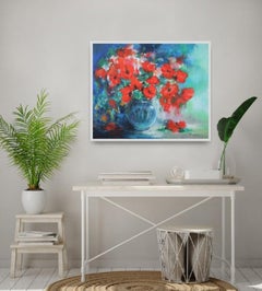 Mary Chaplin, Bouquet of Wild Poppies, Original Floral Painting, Still Life Art