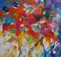 Mary Chaplin, Delphiniums and Cosmos, Contemporary Floral Painting