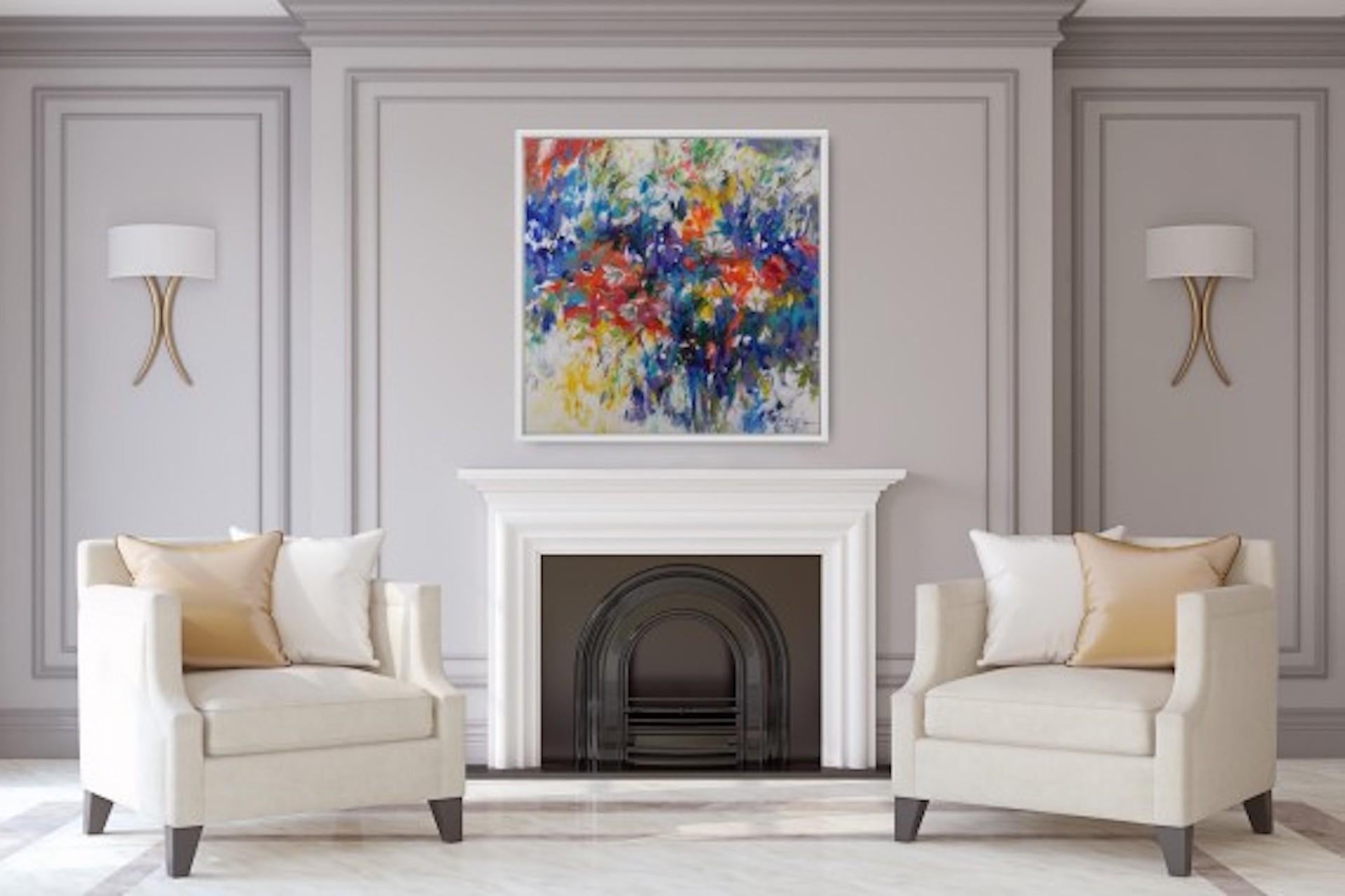 Mary Chaplin, Delphiniums and Cosmos, Pittura floreale contemporanea in vendita 5