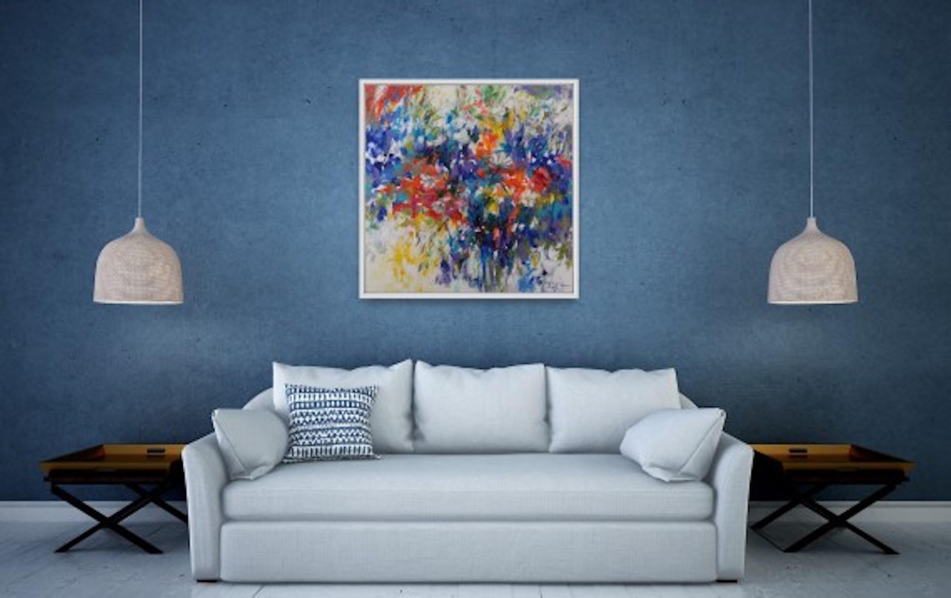 Mary Chaplin, Delphiniums and Cosmos, Pittura floreale contemporanea in vendita 6
