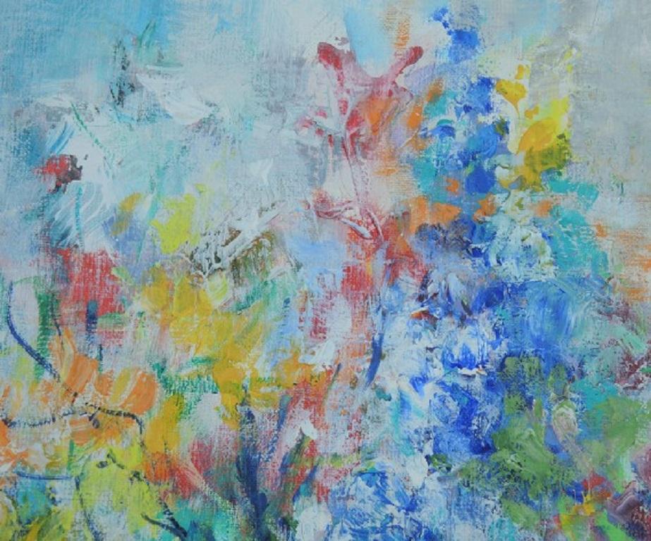 Mary Chaplin, Sensación de verano, Pintura floral original, Obra de arte asequible en venta 2